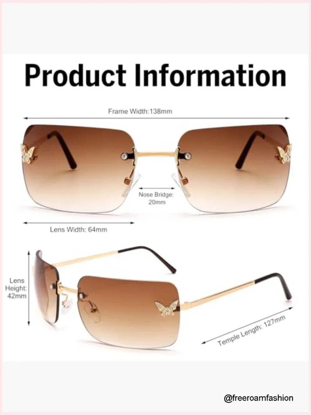 Rectangular Rimless Sunglasses Retro Trendy Y2K Square Sun shades